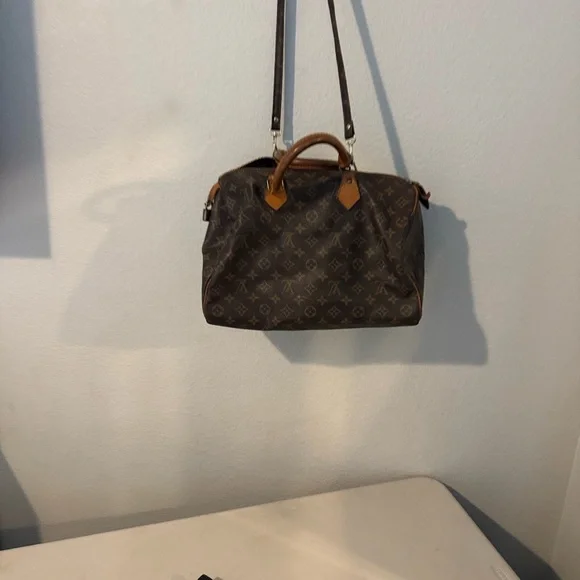 Louis Vuitton Speedy 35 with Crossbody Strap Monogram Satchel - Picture 4 of 17